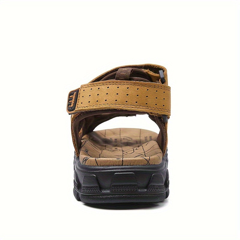 In His Divine Power Leather Sandals With Hook Closure