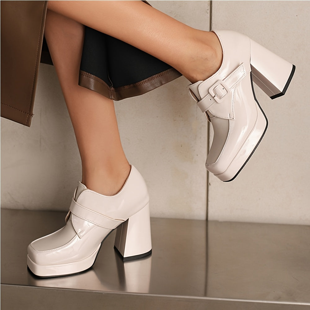 Elegant Women's Slip On Loafer Shoes Square Toe All Season Rubber Sole