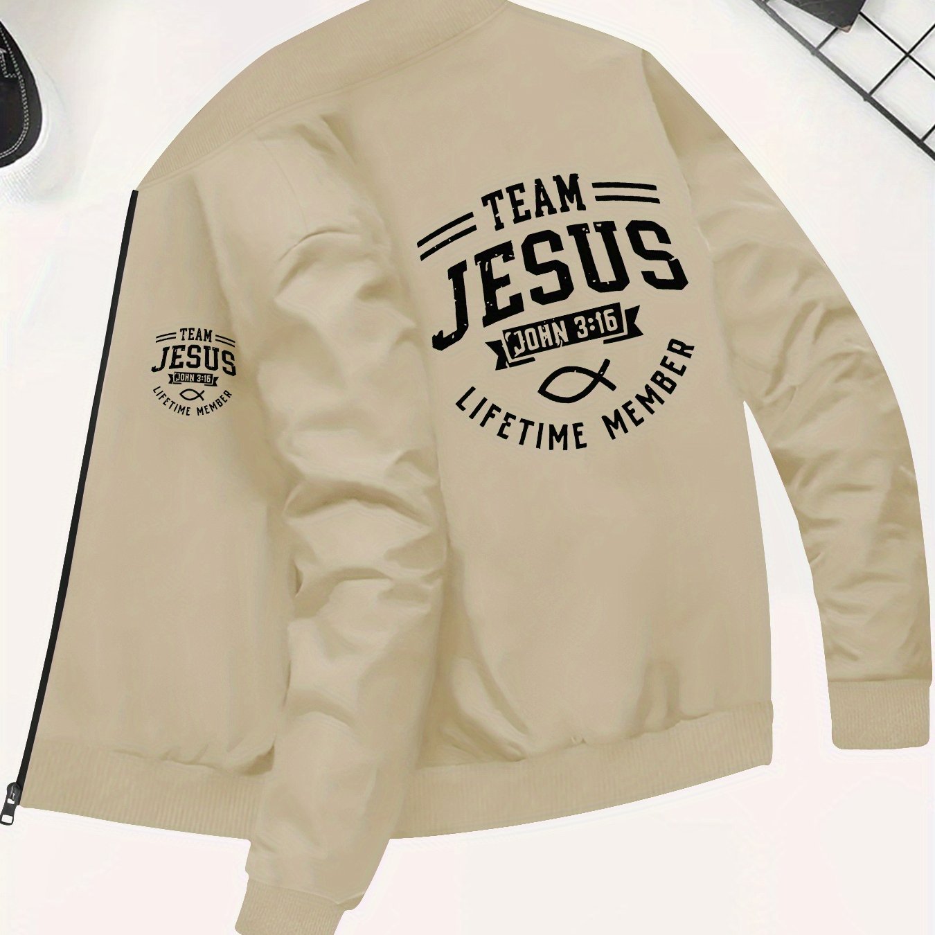 In His Divine Power Team Jesus Stand Collar Jacket Men