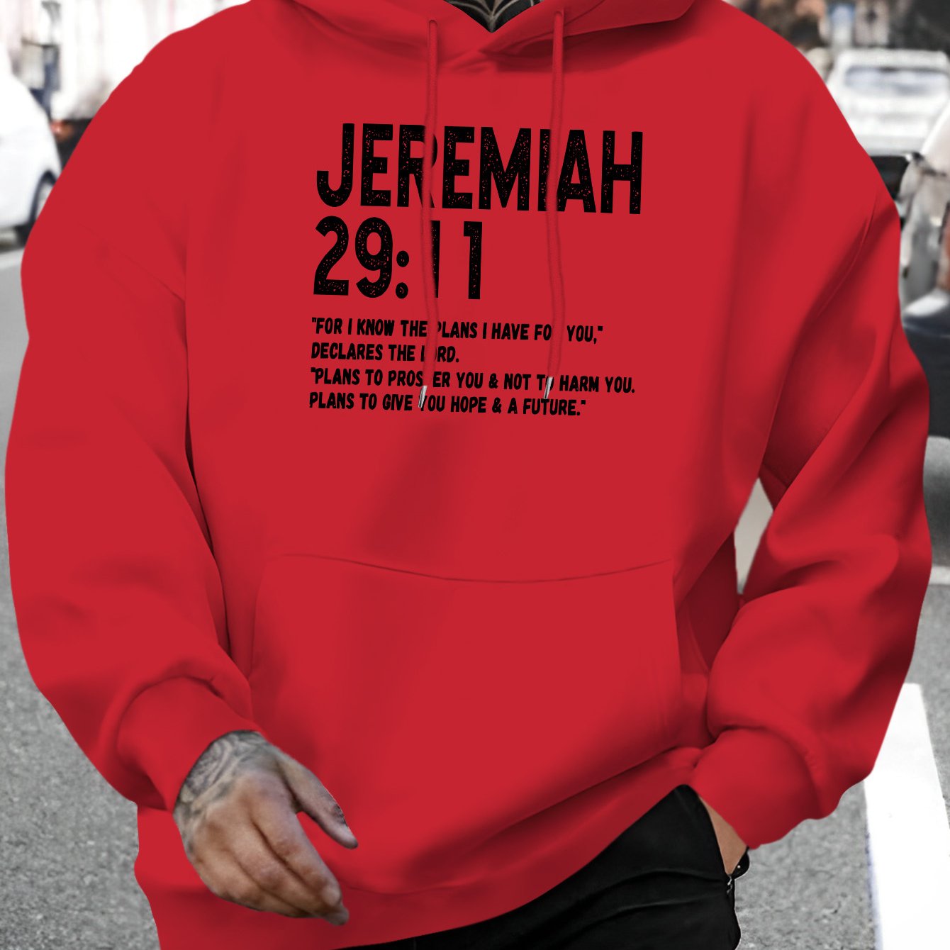 In His Divine Power Jeremiah 29 11 Hoodie Mens Polyester