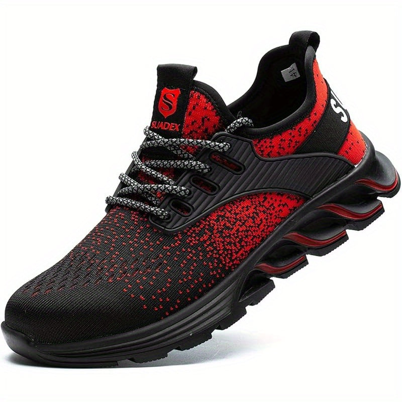 Steel Toe Cap Protection Sneakers for Men and Women Lightweight Breathable Work Shoes Indestructible Steel Toe Black Fabric Upper EVA Cushioning Rubber Sole Spring Safety Comfort Work Safety Footwear