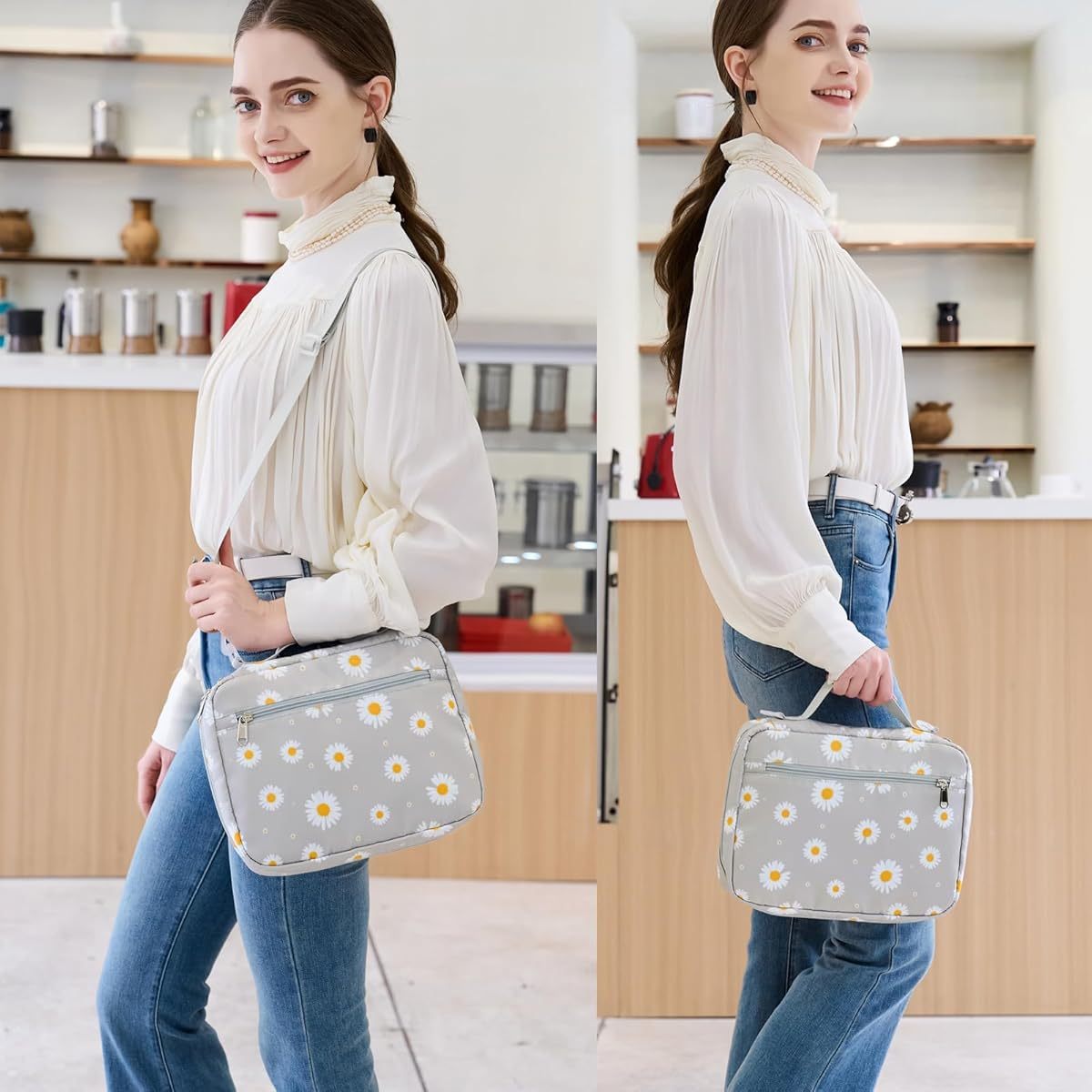 Women's Bible Carrying Case with Detachable Shoulder Strap and Daisy Design