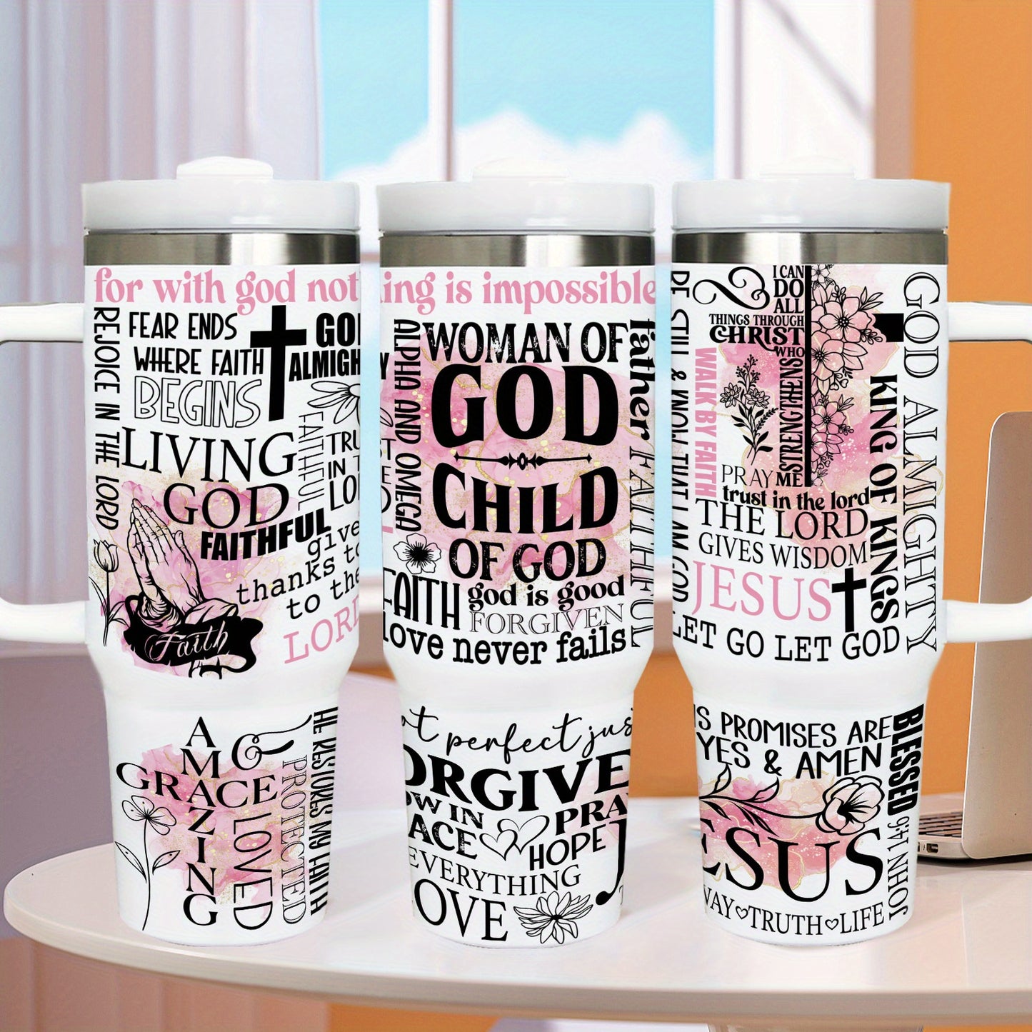 40oz Inspirational Stainless Steel Insulated Tumbler with Straw