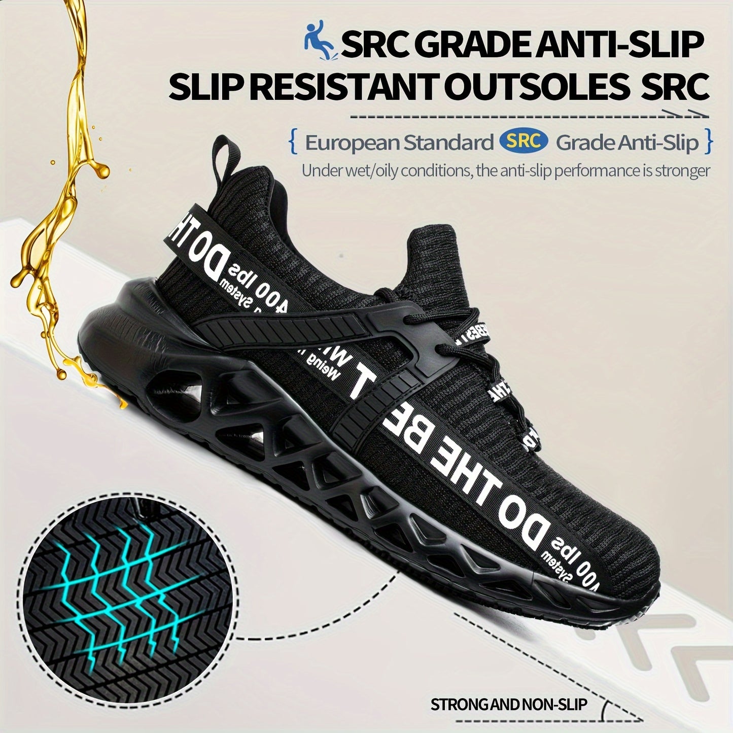 Men's Work Safety Shoes Puncture Resistant Slip Resistant Steel Toes Breathable Lightweight Odor Resistant for Industrial Construction Sites