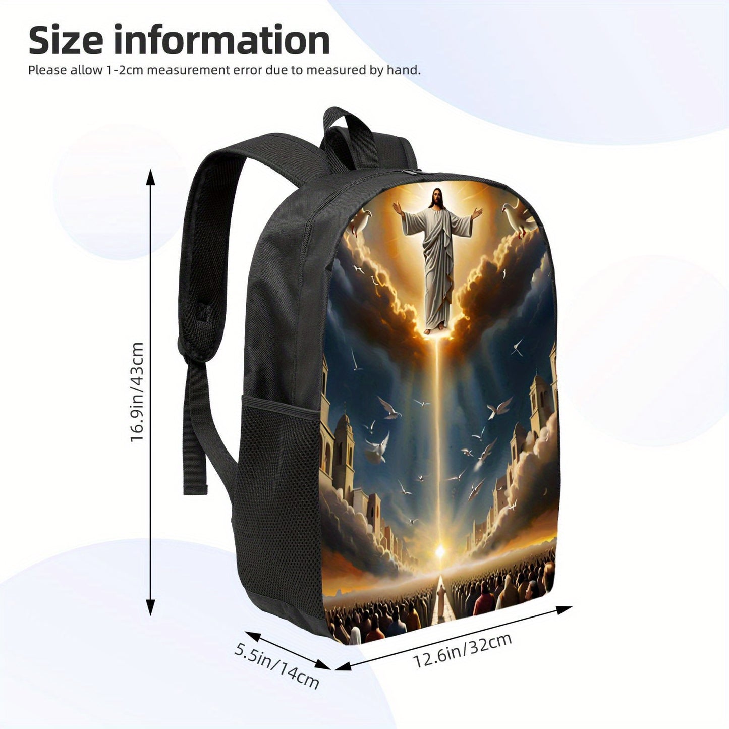 In His Divine Power Religious Backpack With Jesus Print