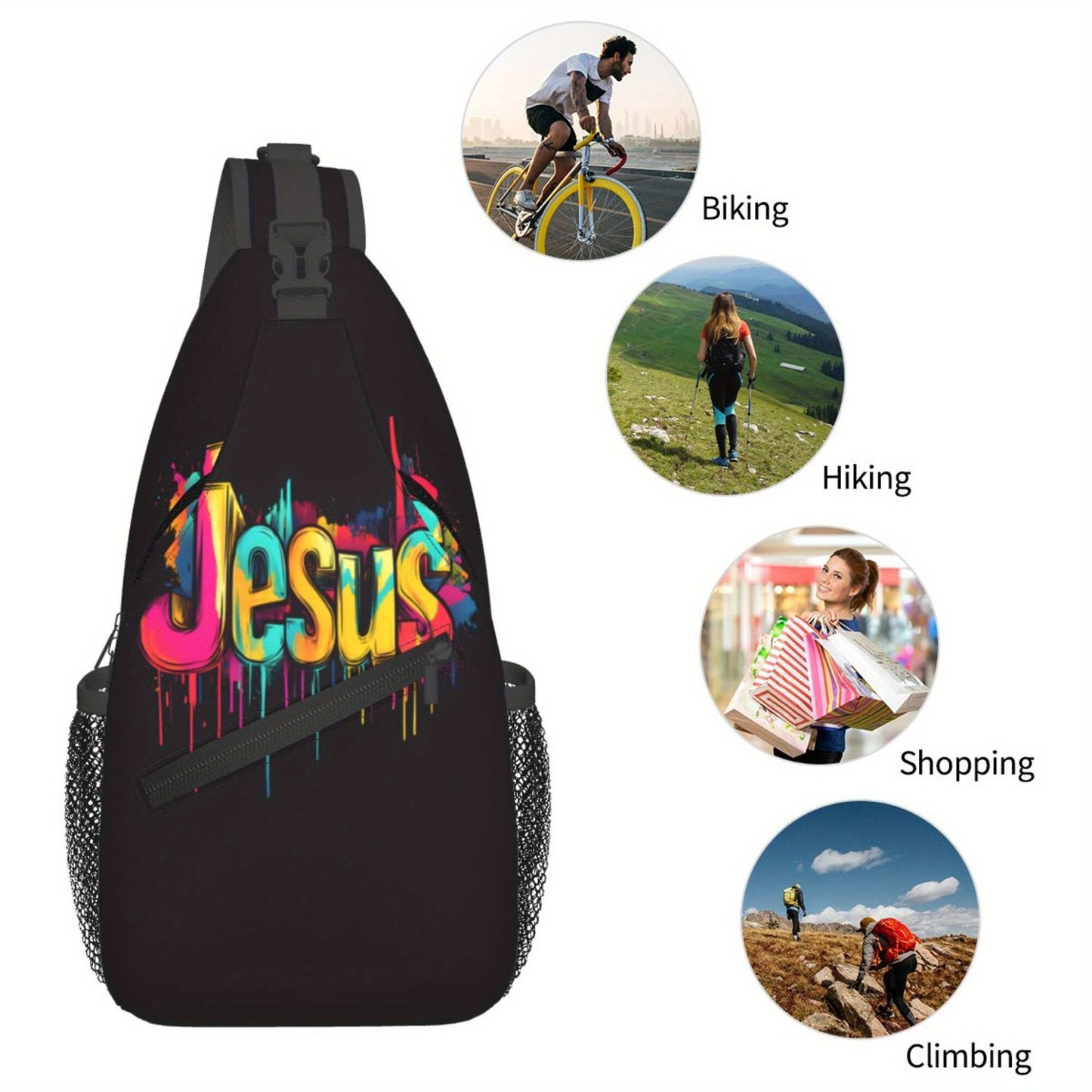 In His Divine Power Jesus Art Crossbody Bag Graffiti