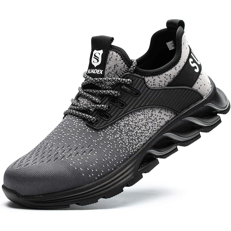 Steel Toe Cap Protection Sneakers for Men and Women Lightweight Breathable Work Shoes Indestructible Steel Toe Black Fabric Upper EVA Cushioning Rubber Sole Spring Safety Comfort Work Safety Footwear