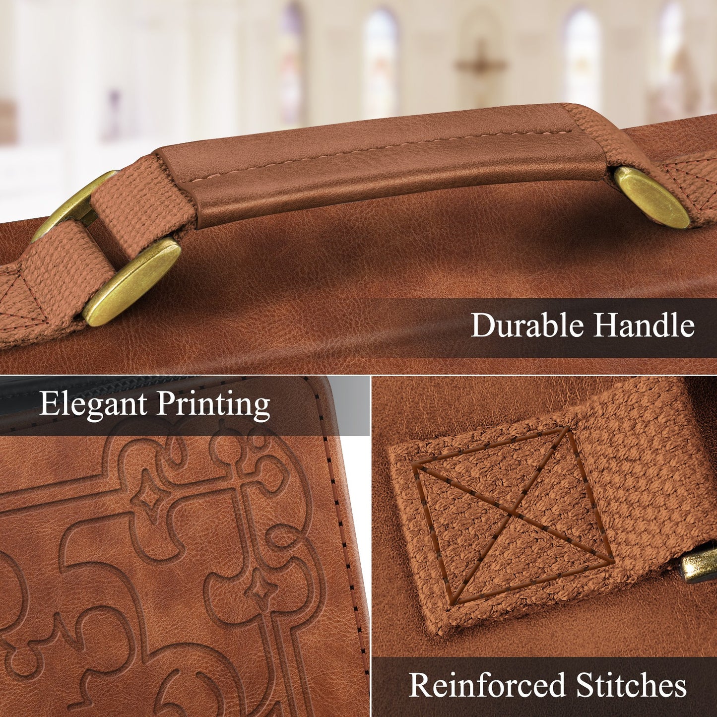 FINPAC Classic Bible Cover Large PU Leather Church Bag Durable and Stylish Design