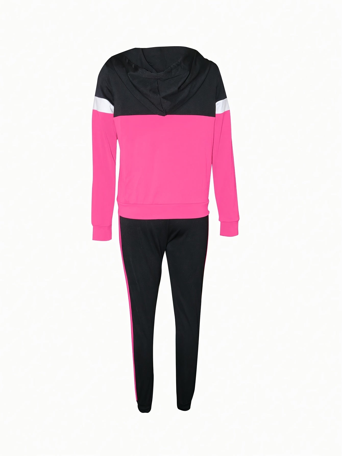 Women's Casual Striped Hooded Jacket And Pants Track Suit