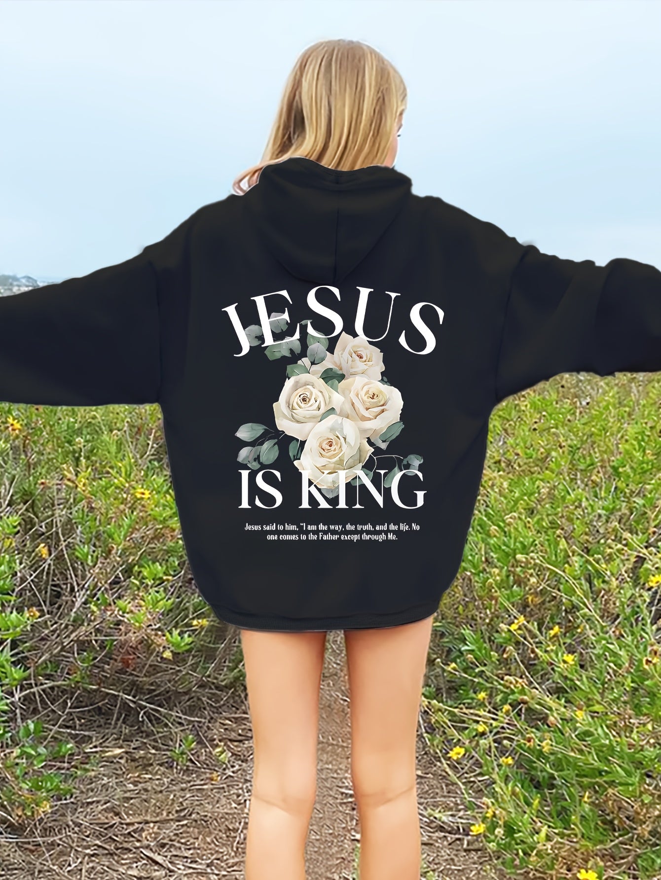 Inspirational Hoodie Faith Is King Polyester Long Sleeve