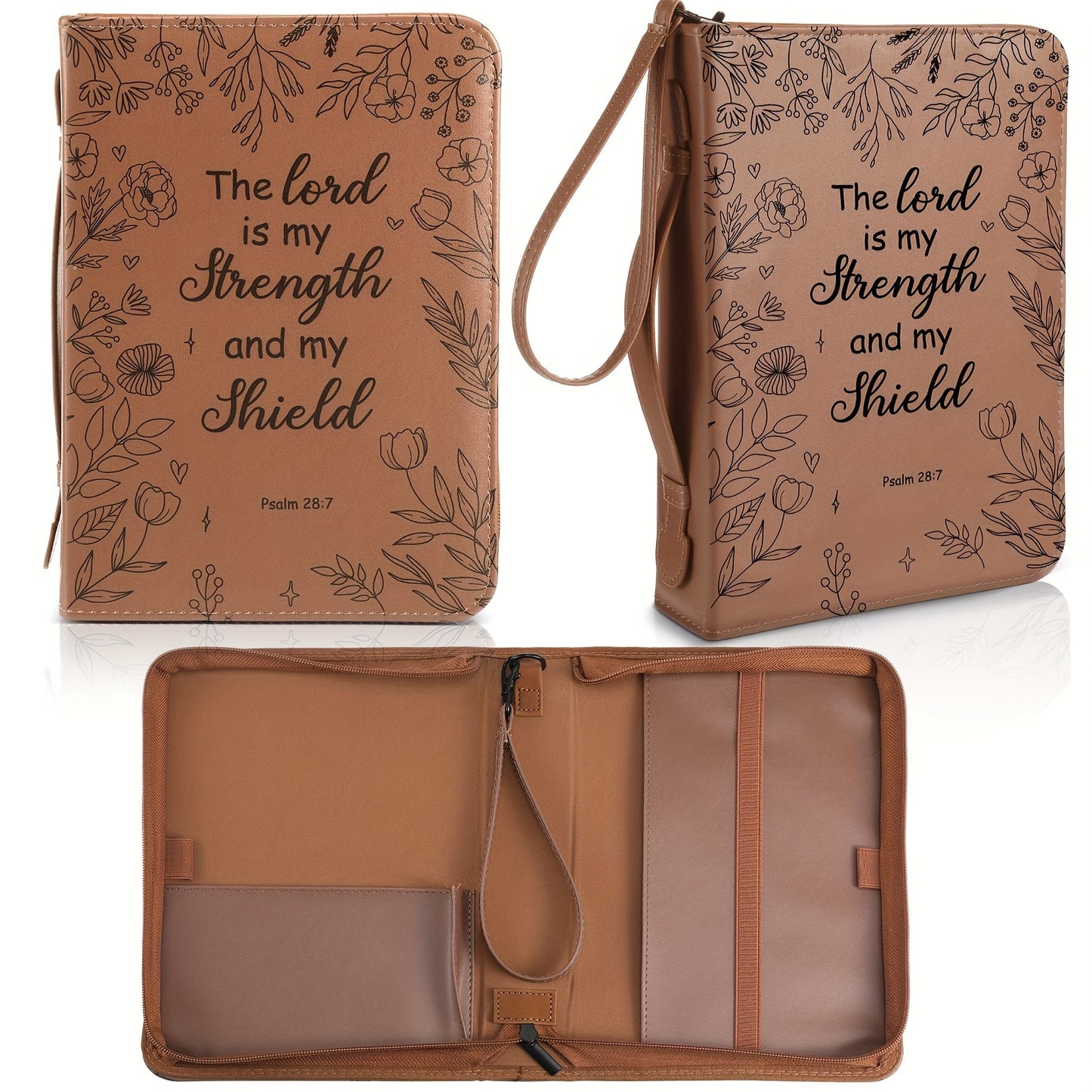 Faux Leather Bible Cover Case For Women Large Floral Design Bag