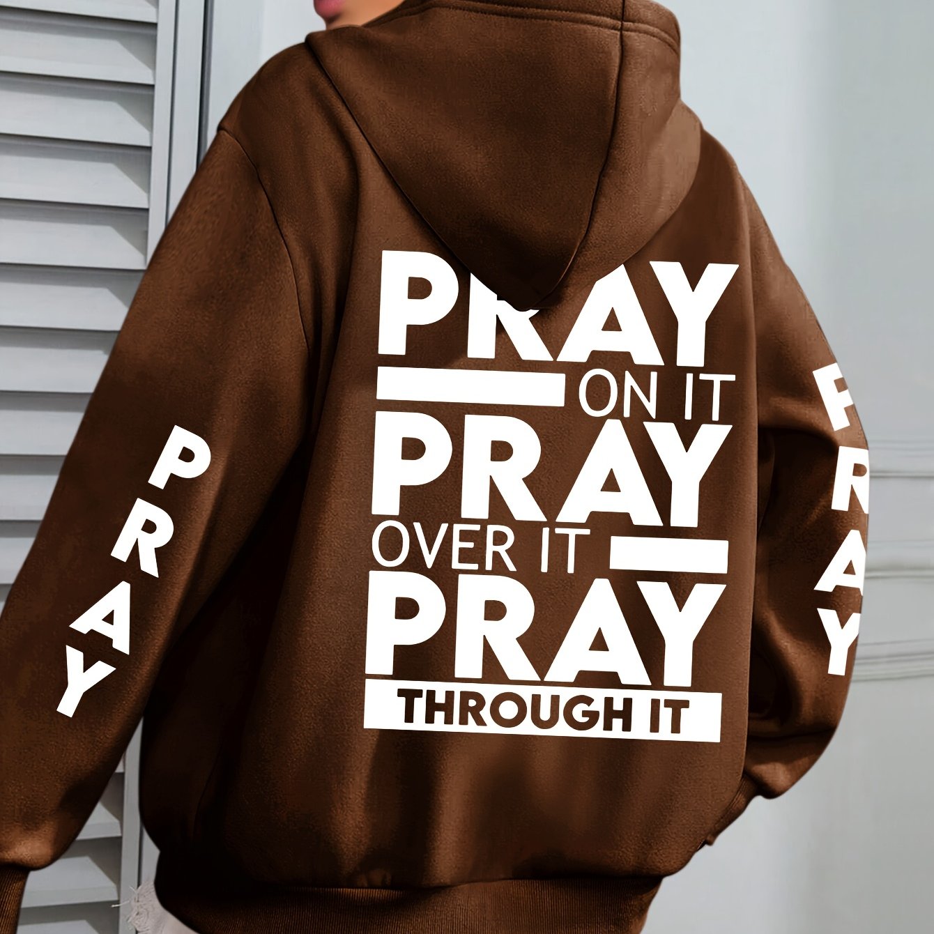 Divine Power Pray Print Kangaroo Pocket Hoodie Sweatshirt