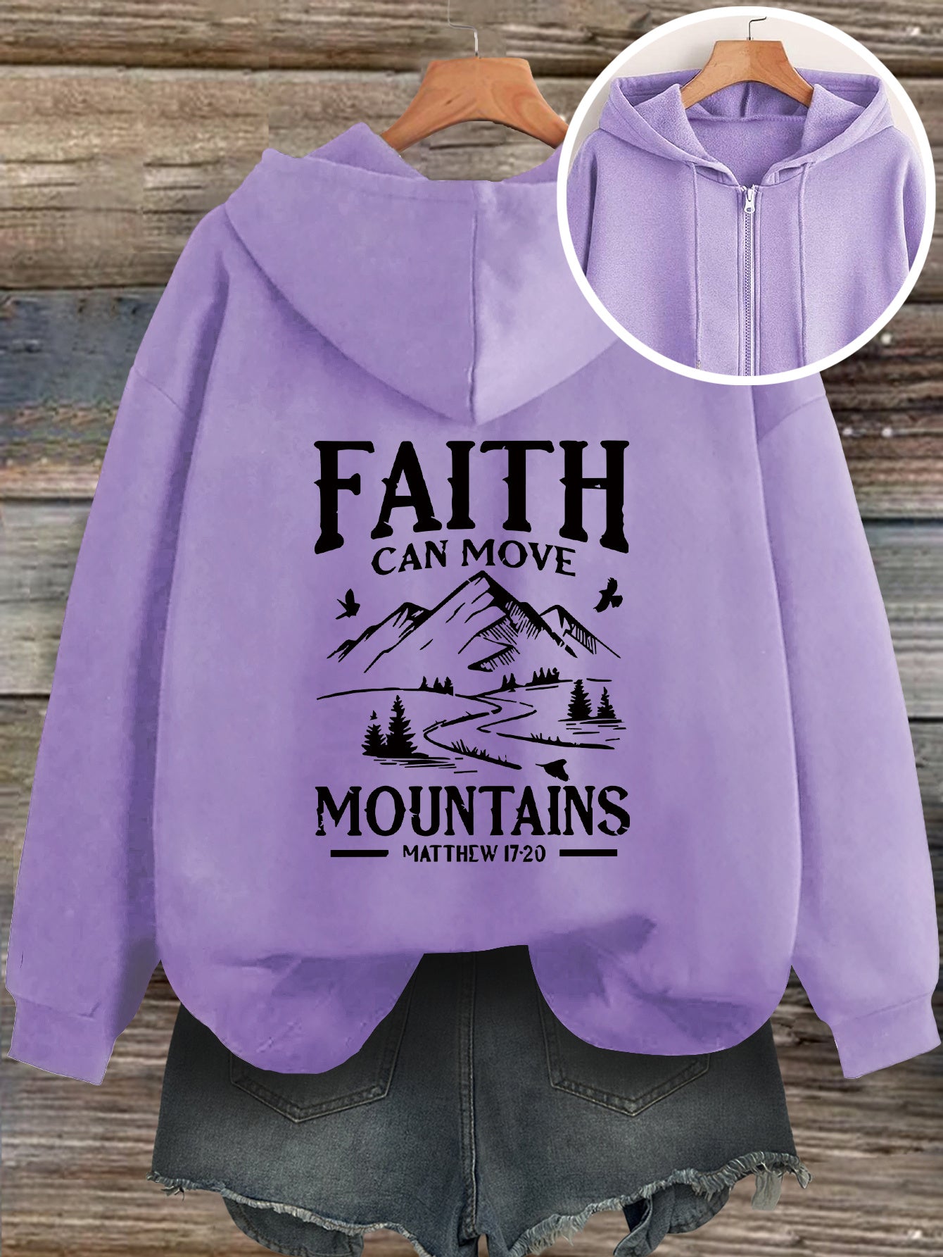 Women Black Hoodie Faith Can Move Mountains Graphic