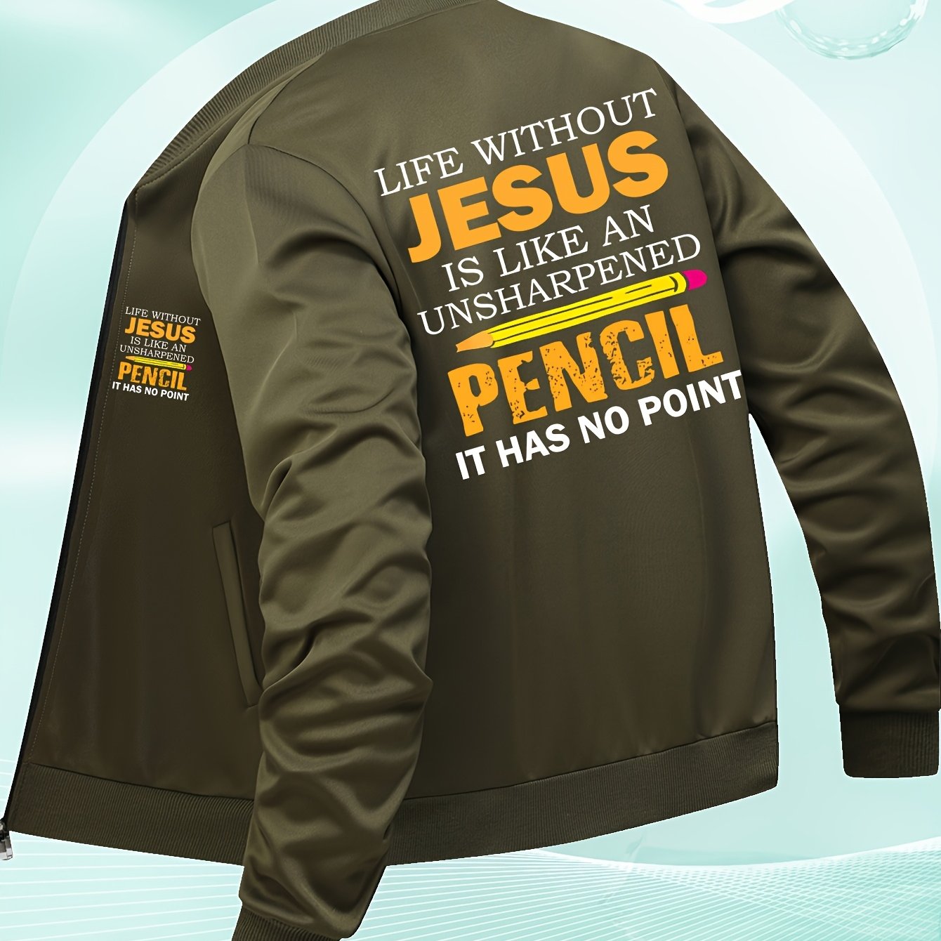 Mens Casual Bomber Jacket Zip Up Baseball Collar Zippered