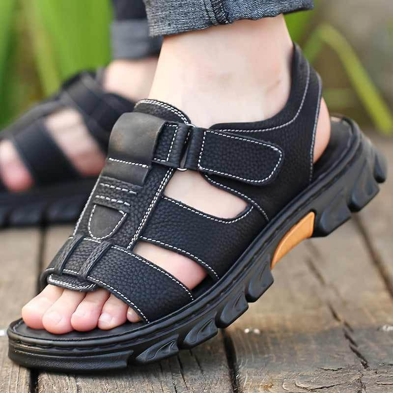 2025 New Men's Summer Sandals Soft Breathable PU Upper Adjustable Straps