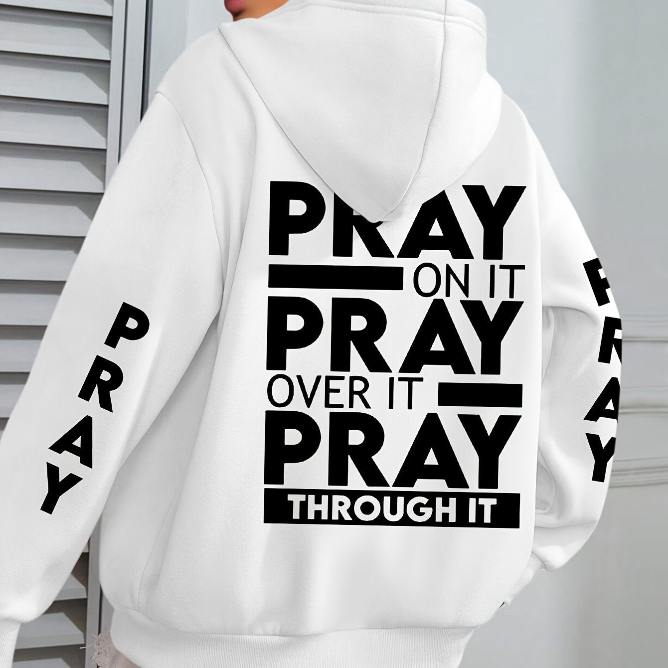 Divine Power Pray Print Kangaroo Pocket Hoodie Sweatshirt