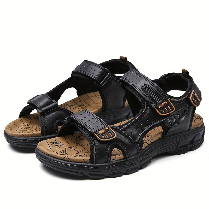 In His Divine Power Leather Sandals With Hook Closure