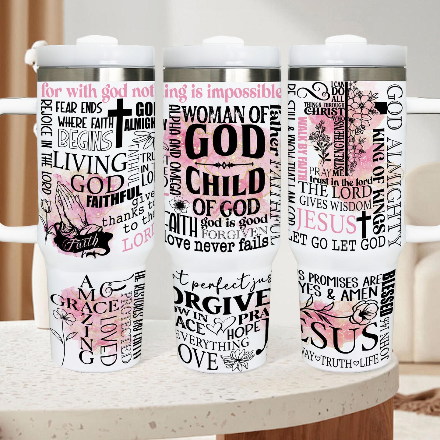 40oz Inspirational Stainless Steel Insulated Tumbler with Straw