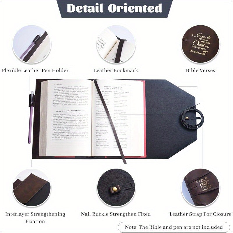 Leather Bible Cover for Men and Women I Can Do All Things Through Christ Gifts
