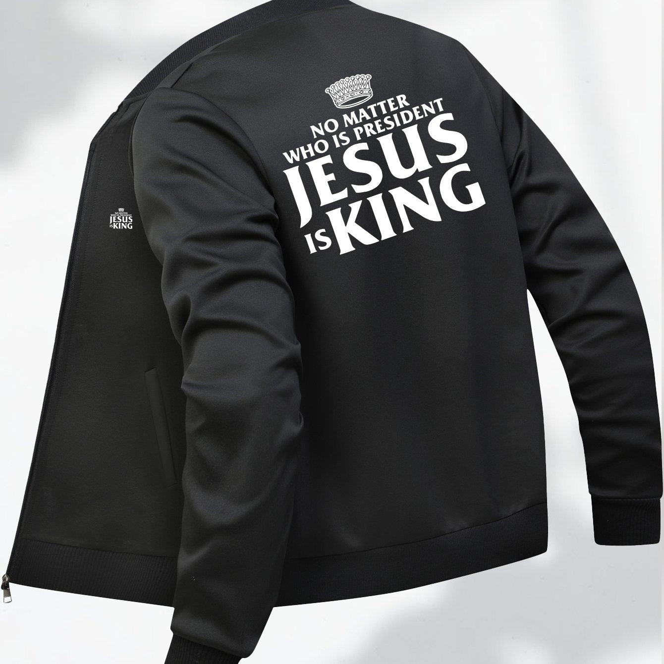 Mens Bold Statement Zip Up Jacket Casual Baseball Outerwear