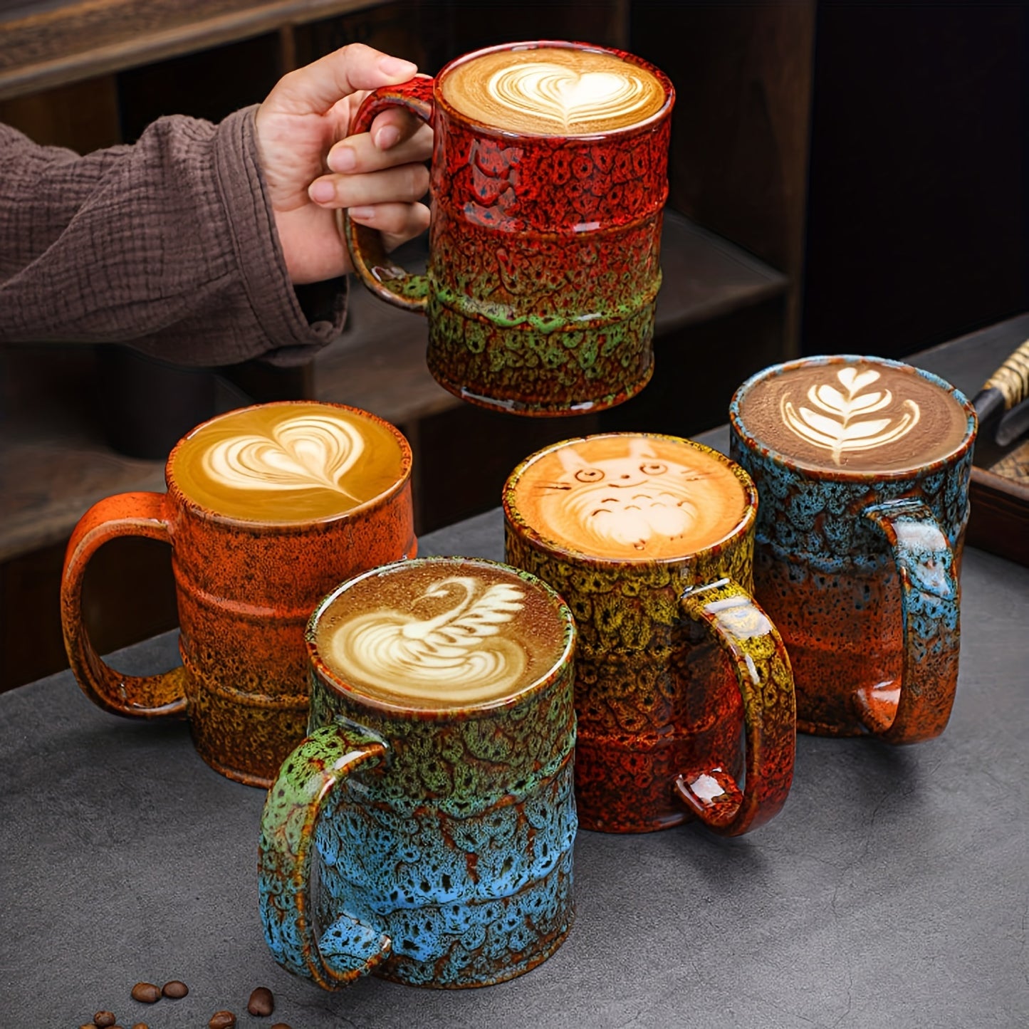 Ceramic Colorful Coffee Mug, 600ml Large Capacity, Insulated