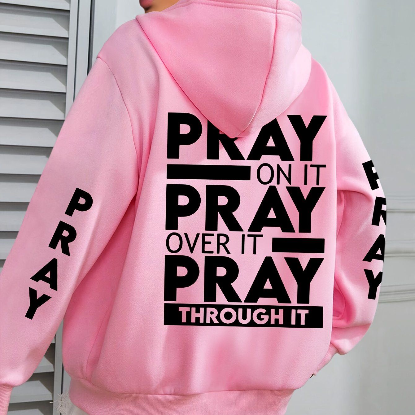Divine Power Pray Print Kangaroo Pocket Hoodie Sweatshirt