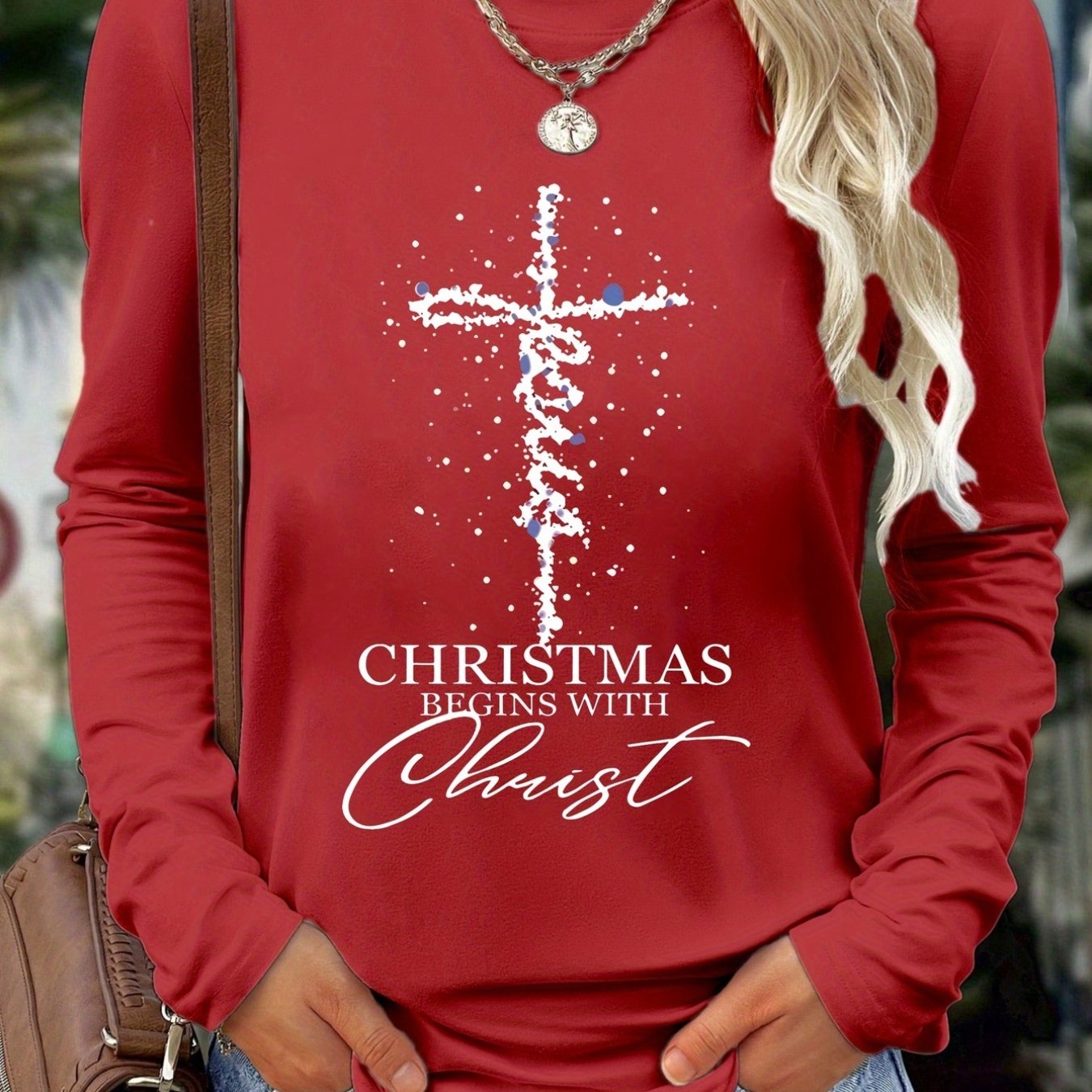 Christmas Begins With Christ Christian T Shirt Cross