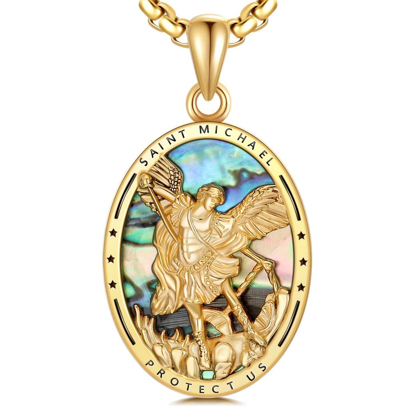 Archangel Michael Pendant Necklace S925 Silver Jewelry