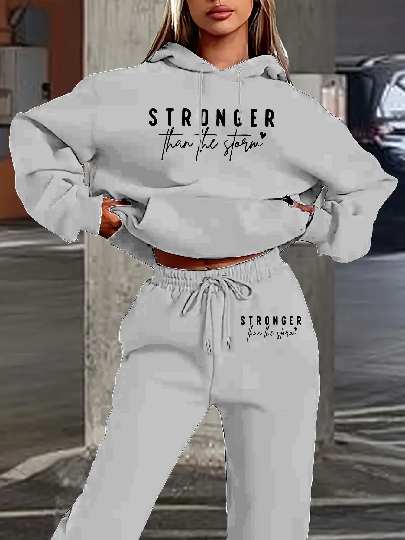 Casual Two Piece Hoodie And Pants Set For Women Relaxed Fit