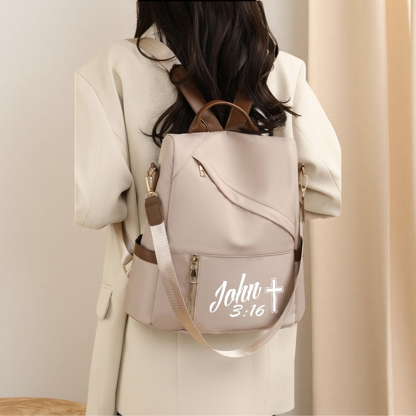 In His Divine Power Lightweight Jesus Backpack Cross Print