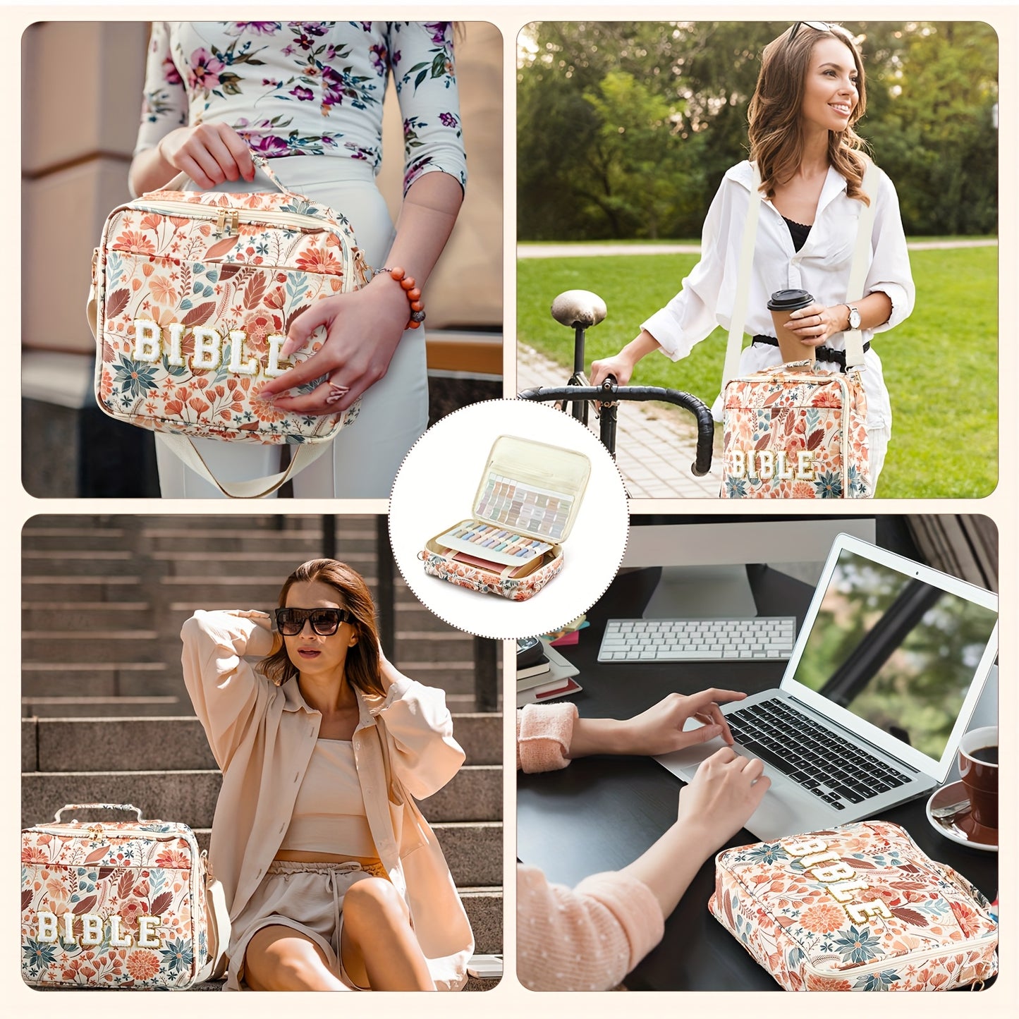 Extra Large Bible Cover Case Christian Gift For Women Stylish Chenille Letter PU Leather Bag