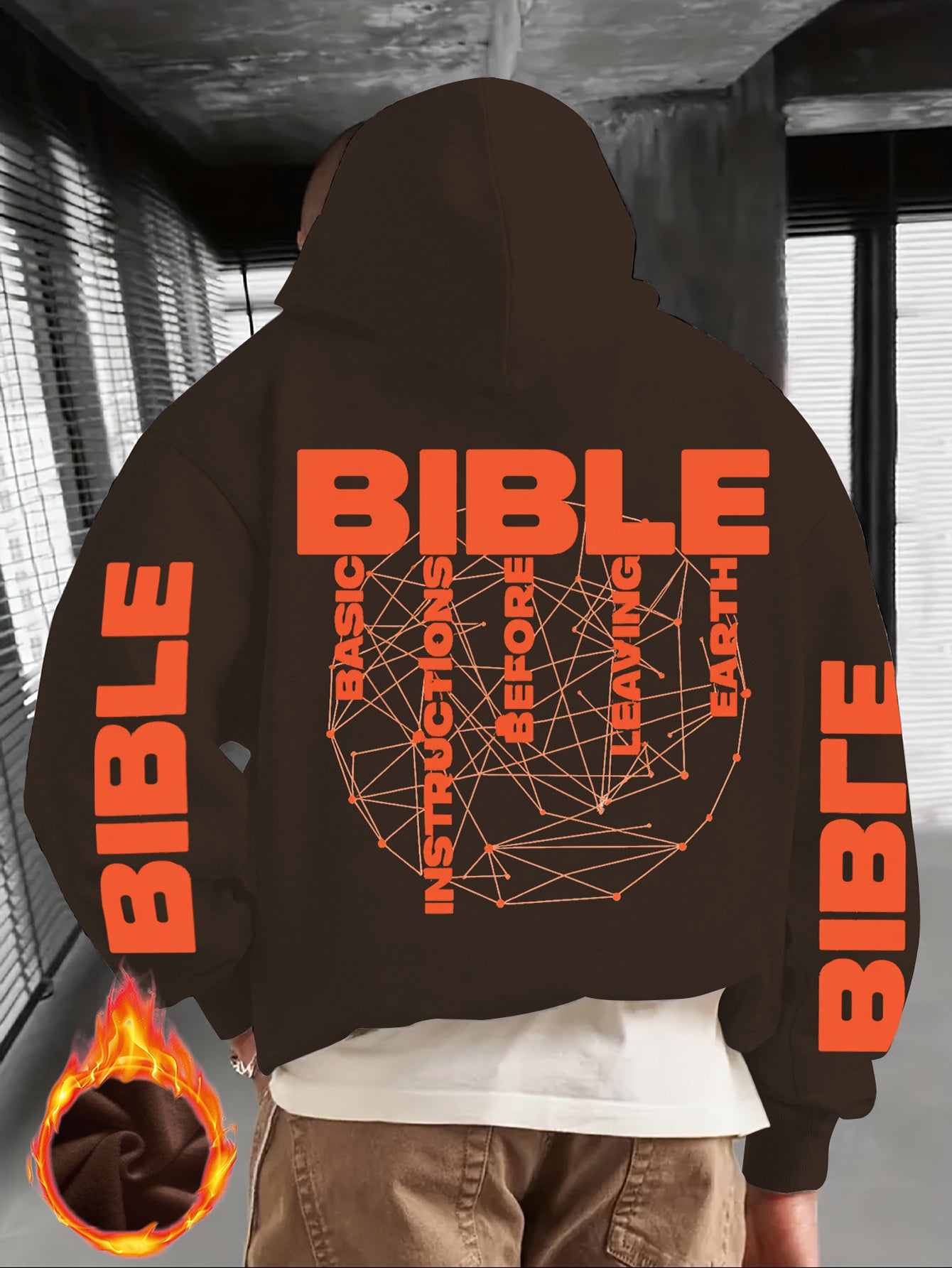 Men'S Christian Hoodie - Bible Verse Sweatshirt with "BIBLE" Text, Loose Fit Hooded Pullover for Church, Everyday Faith Expression - Fall/Winter Warmth - Religious Apparel Gift for Men, Autumn Winter Wear, Casual Streetwear,