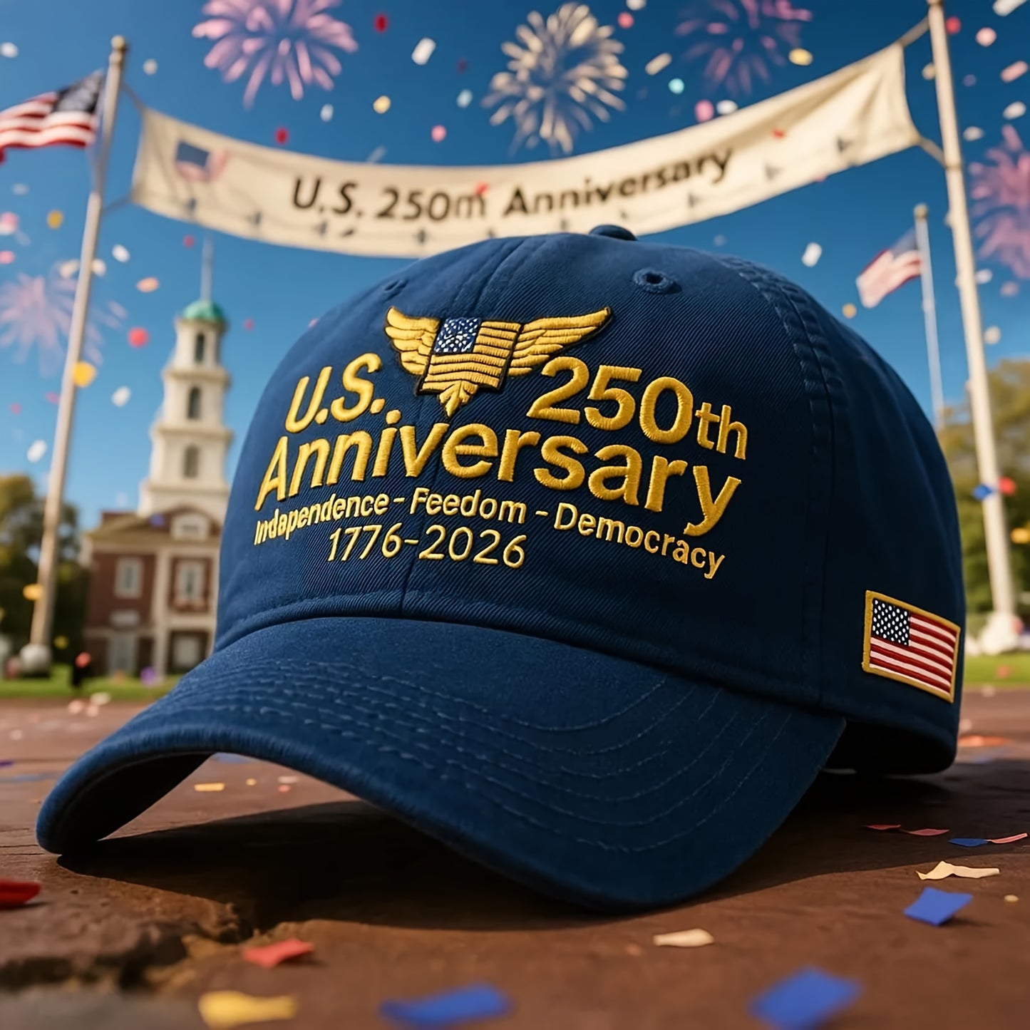 2pcs USA Patriotic Baseball Caps 250th Anniversary of Independence
