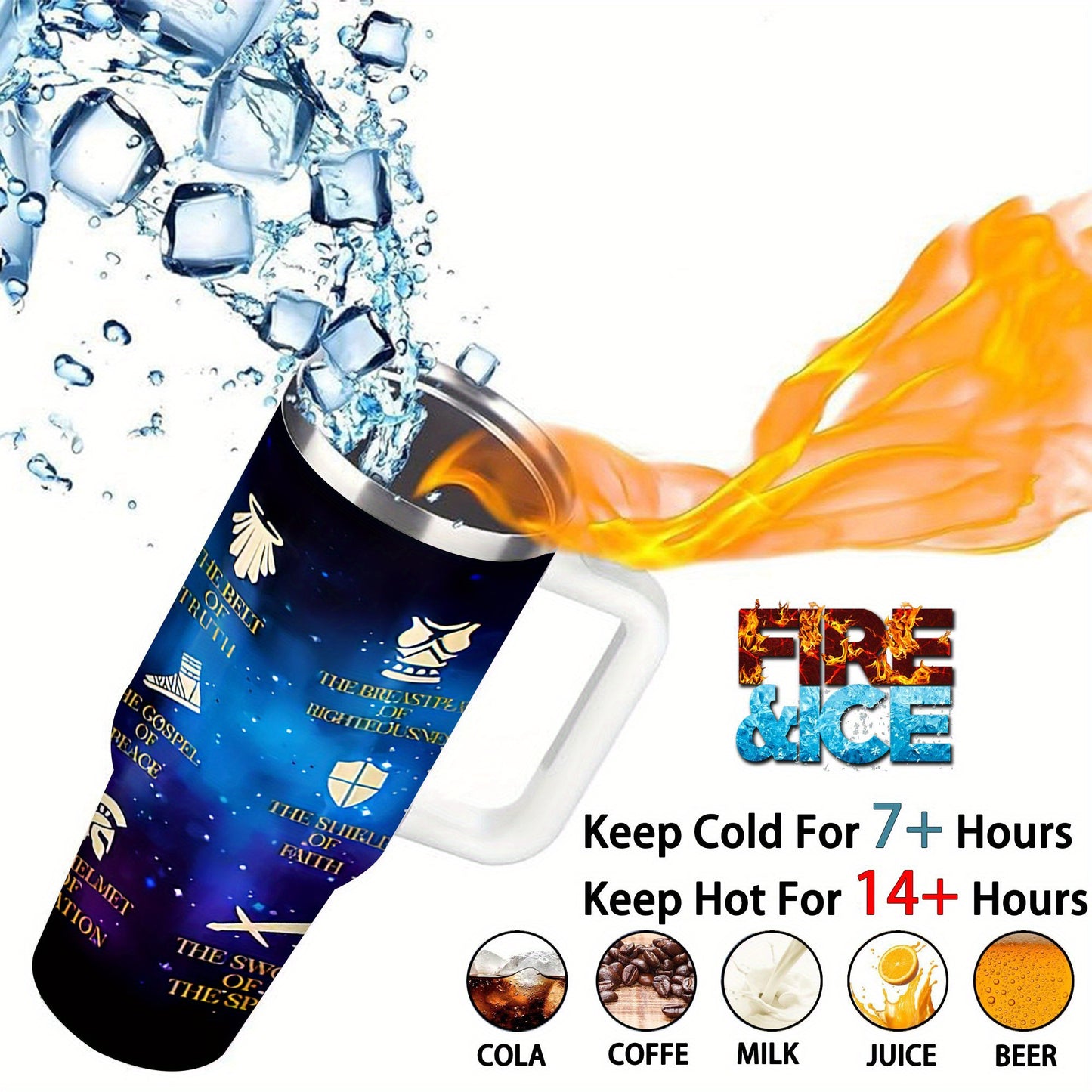 40oz Armor of God Tumbler - Insulated Travel Mug with Spill-Proof Lid