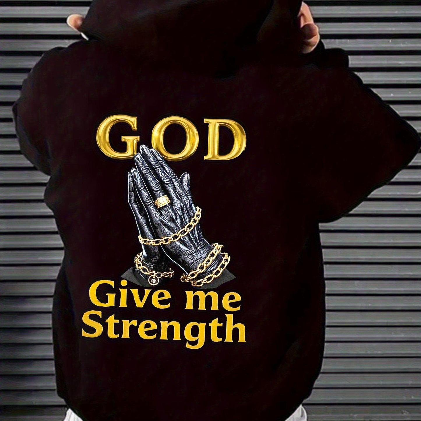 Mens Religious Hoodie Spiritual Prayer Hands Pullover