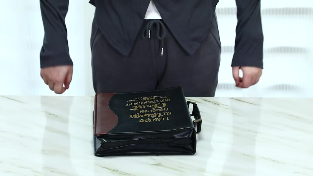 Large Durable Faux Leather Bible Cover Case for Men and Women