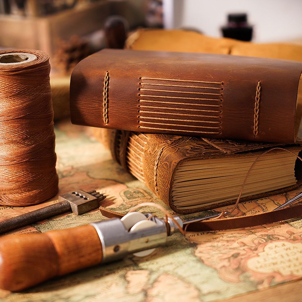 In His Divine Power Leather Journal Handcrafted 400 Pages