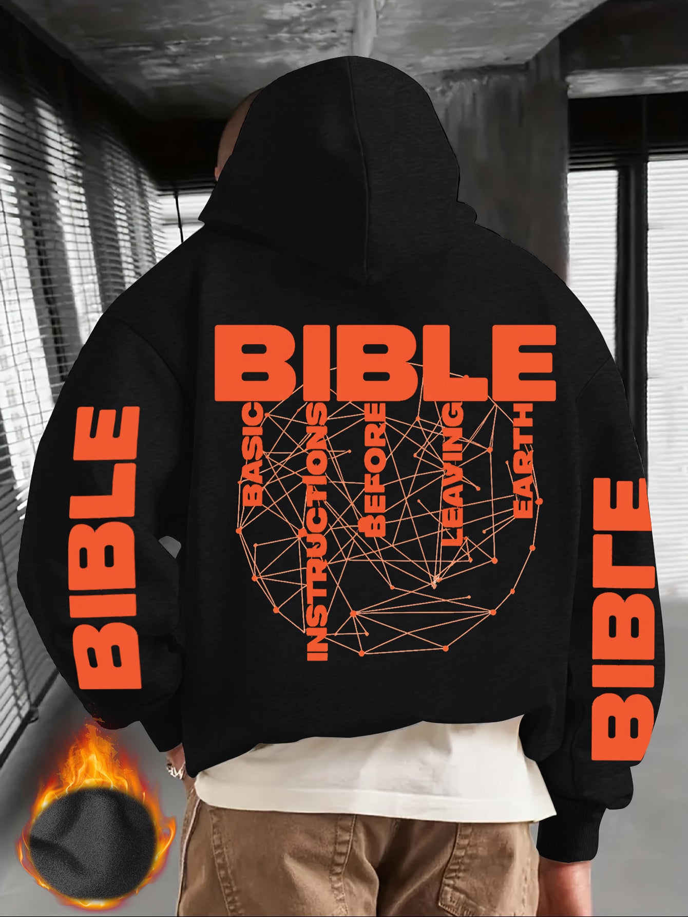 Men'S Christian Hoodie - Bible Verse Sweatshirt with "BIBLE" Text, Loose Fit Hooded Pullover for Church, Everyday Faith Expression - Fall/Winter Warmth - Religious Apparel Gift for Men, Autumn Winter Wear, Casual Streetwear,