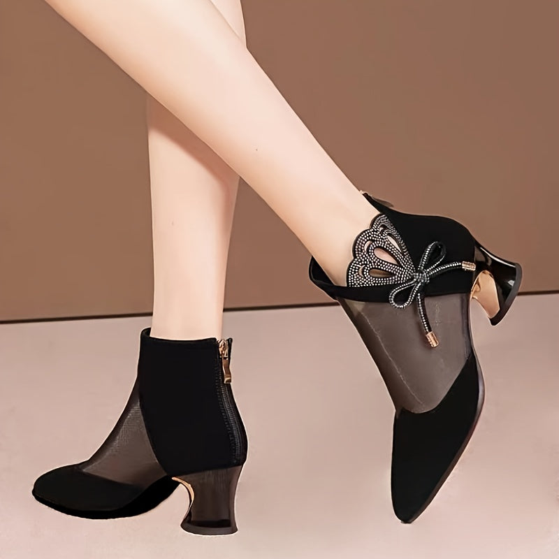 Women's Elegant Retro Pointed Toe High Heel Pumps with Bow Detail