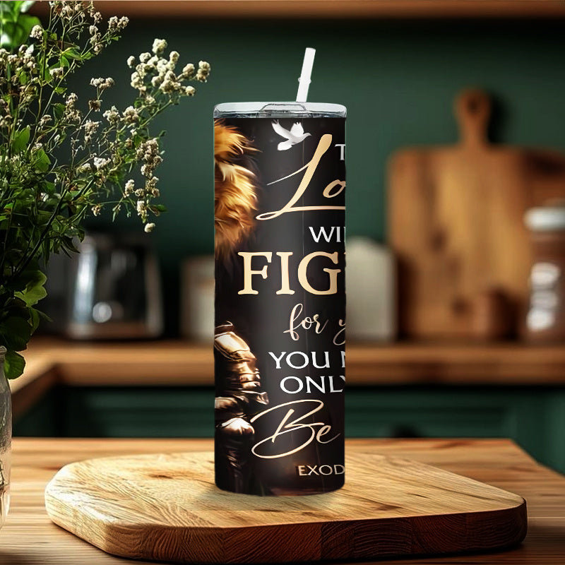20oz Stainless Steel Thermos Cup - Double-Wall Insulated Coffee Mug with Lid & Straw, Exodus 14:14
