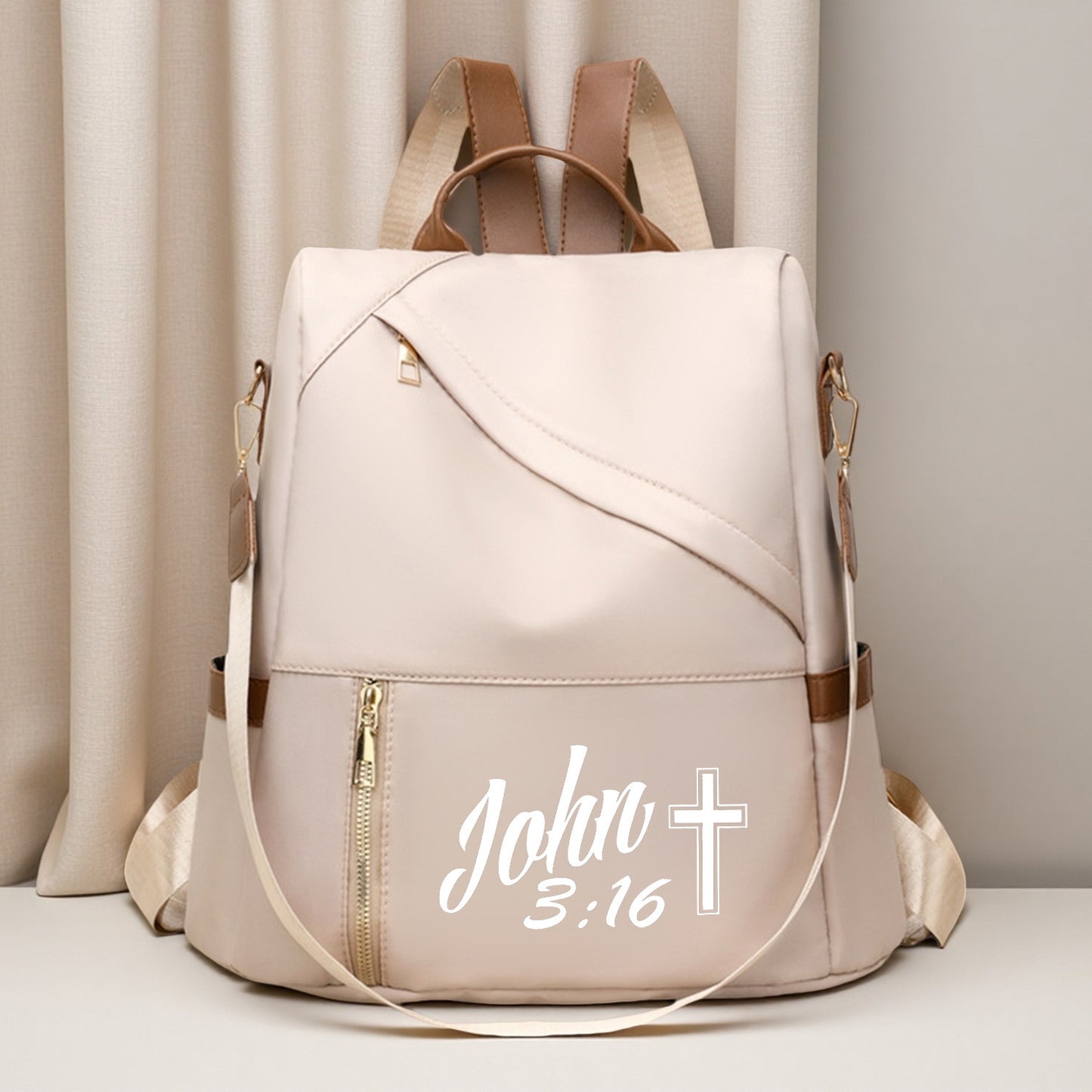 In His Divine Power Lightweight Jesus Backpack Cross Print
