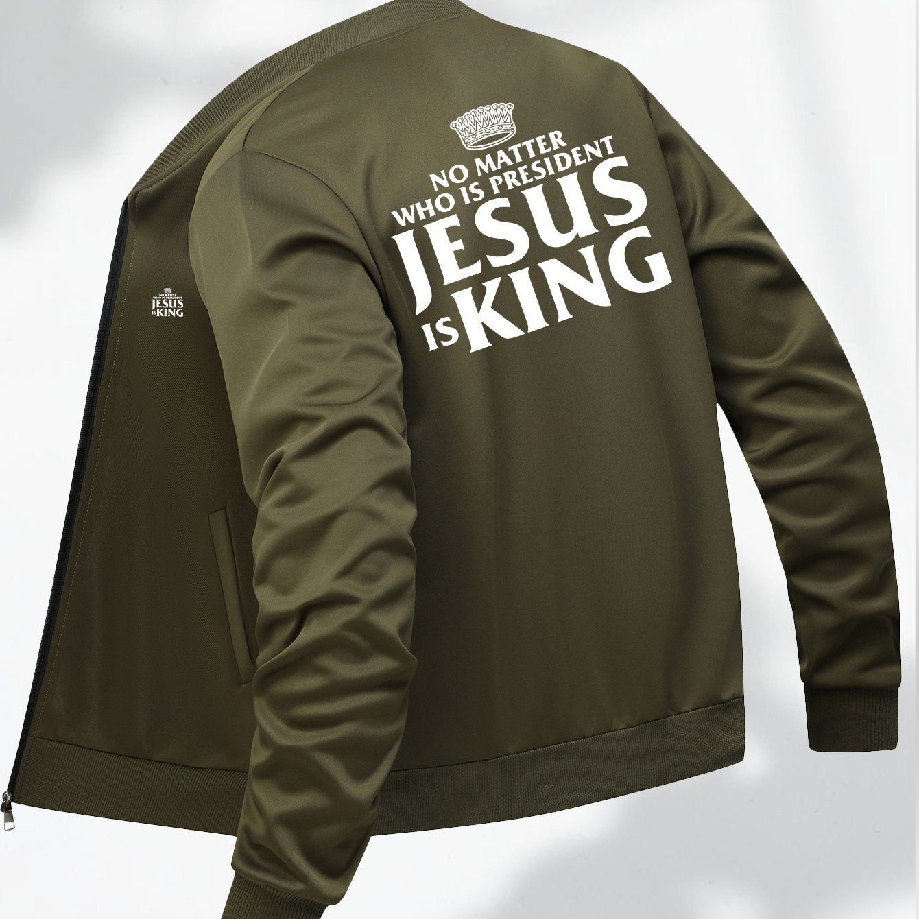 Mens Bold Statement Zip Up Jacket Casual Baseball Outerwear