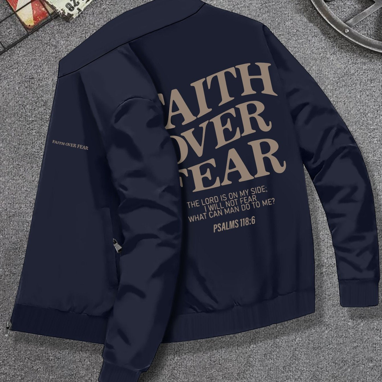 Divine Power Faith Over Fear Jacket For Men Stand Collar