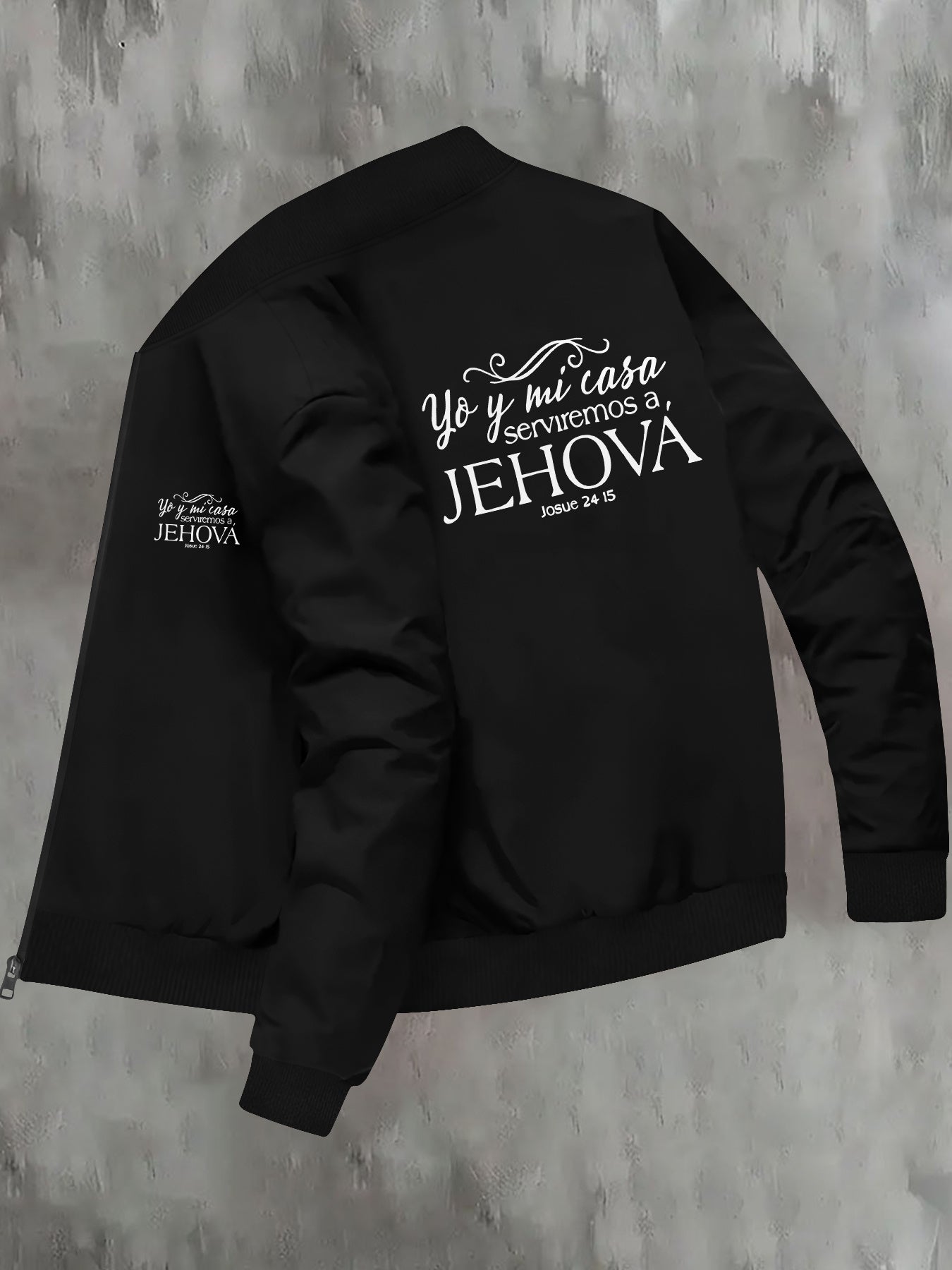 Men's Slim Fit Religious Print Bomber Jacket Casual