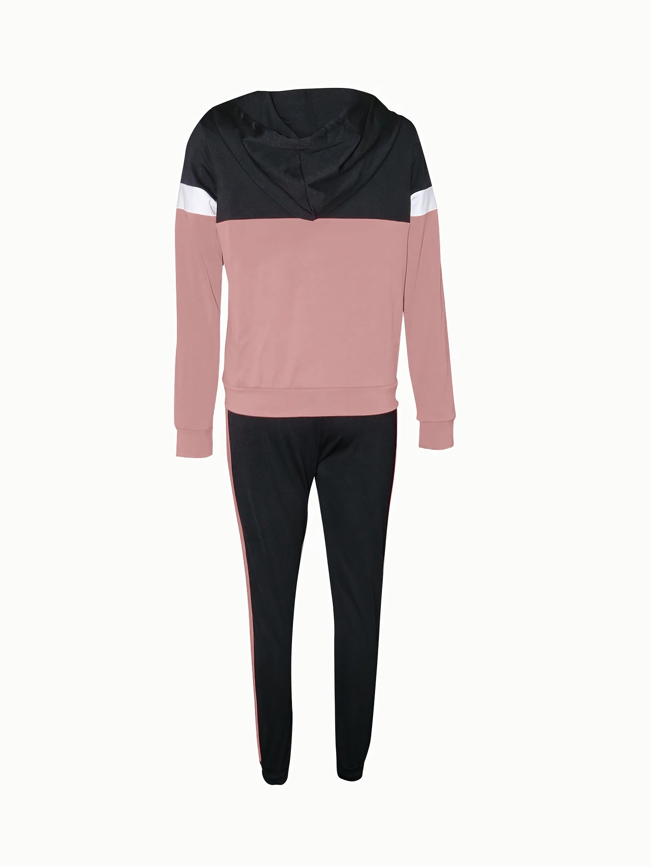 Women's Casual Striped Hooded Jacket And Pants Track Suit