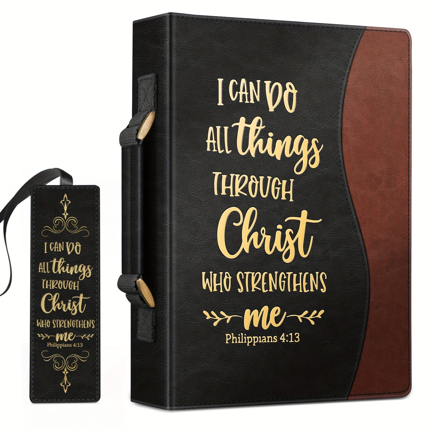 Large Durable Faux Leather Bible Cover Case for Men and Women