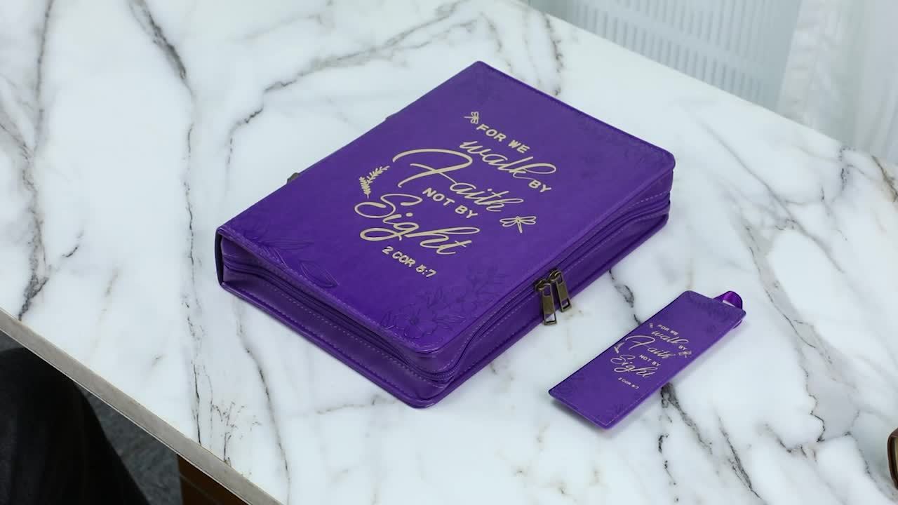 Extra Large Purple Bible Cover with Golden Floral Design for Enhanced Protection and Elegance
