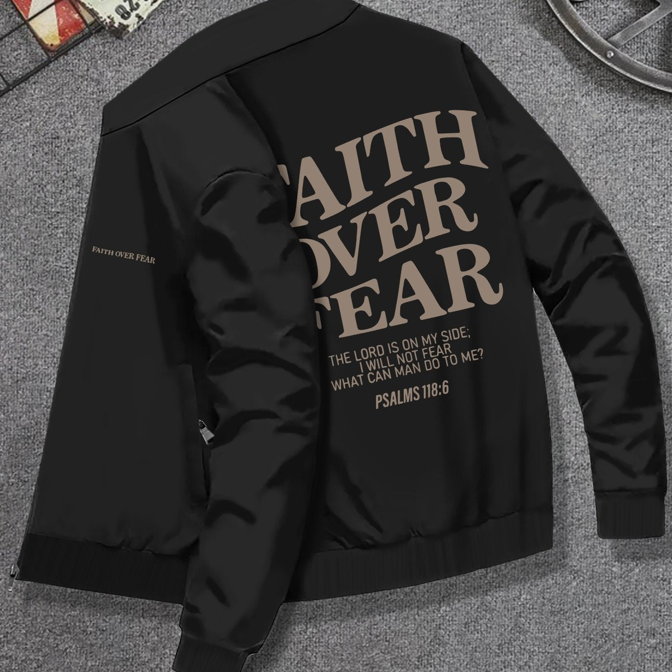 Divine Power Faith Over Fear Jacket For Men Stand Collar