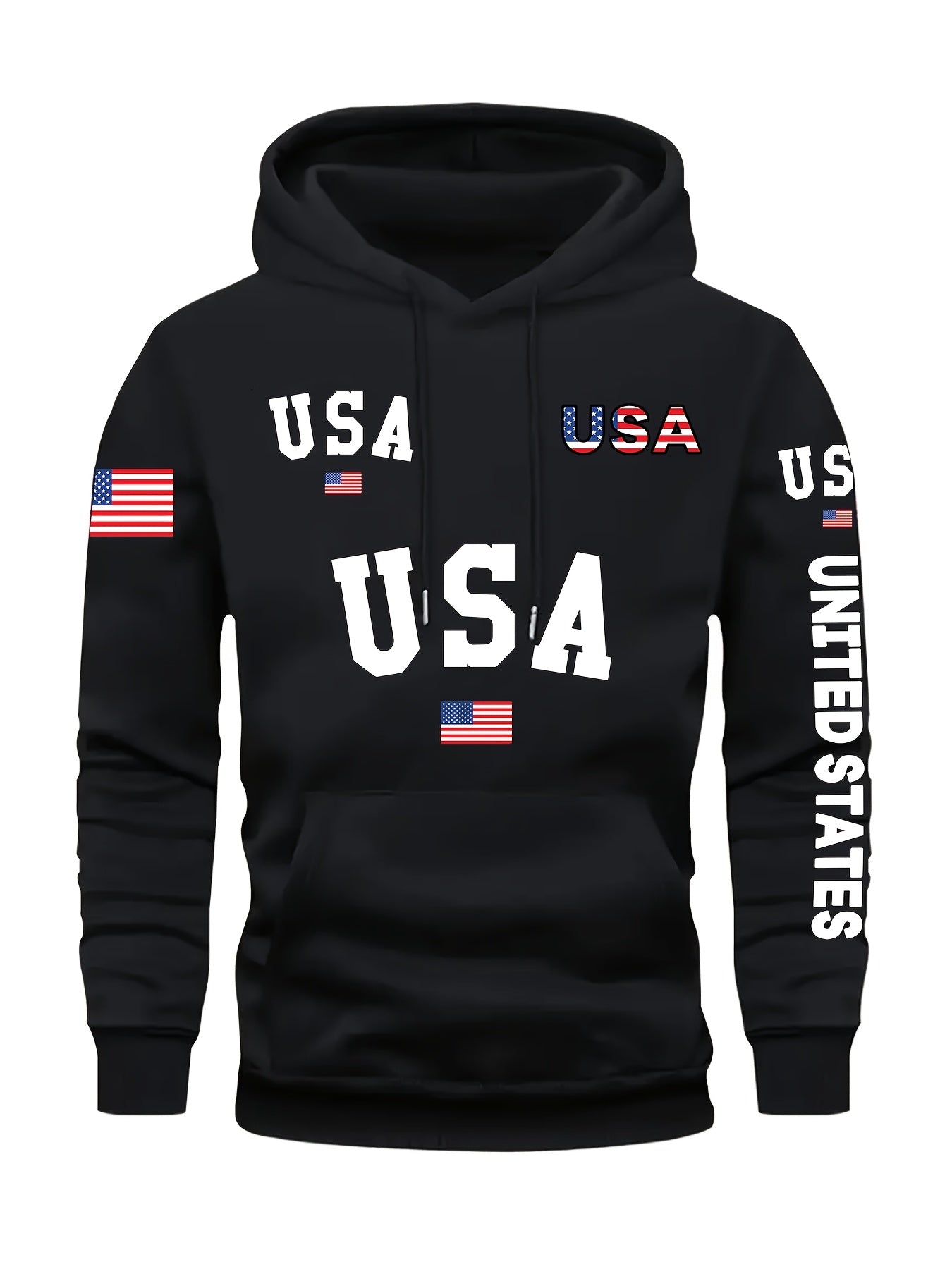 In His Divine Power Cozy Patriotic Hoodie USA Front Pocket