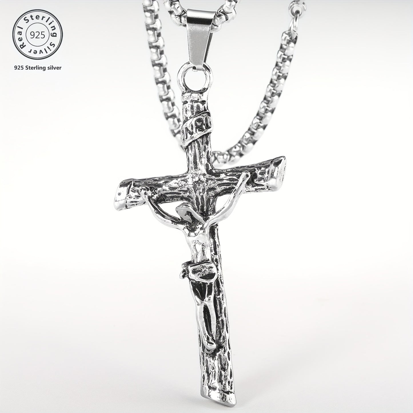 Embossed Jesus Crucifixion Pendant Necklace for Men Fashion Jewelry